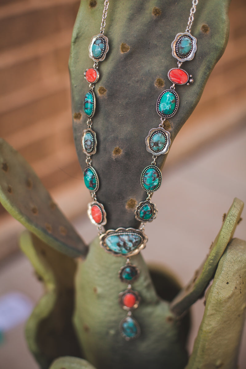 Silver and Turquoise Flower Concho